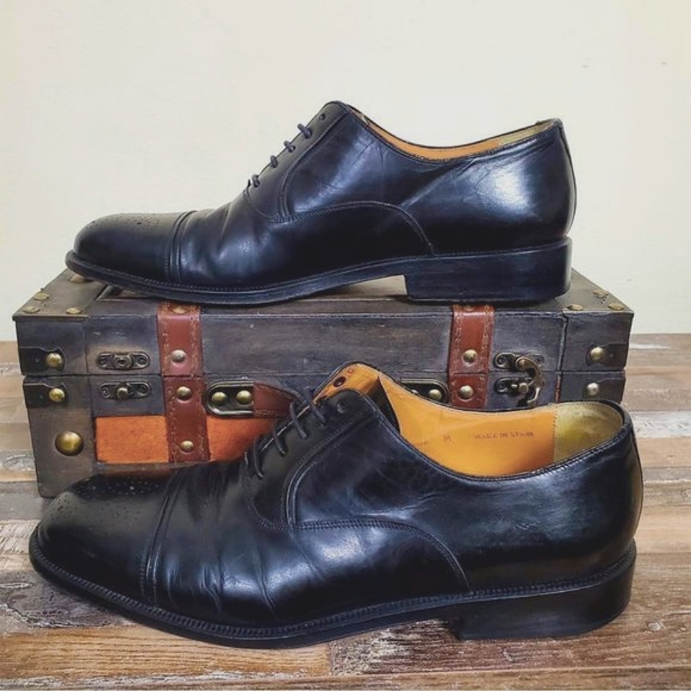 Vintage Massimo Emporio Oxfords Black Patent Leather Size 8 Mens
